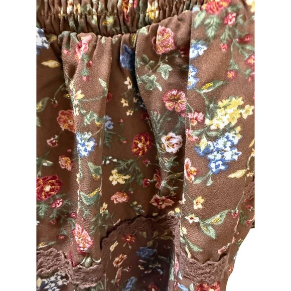 Floral Smocked Peasant Blouse With Square Neckline By‎ Mine L - Picture 3 of 12